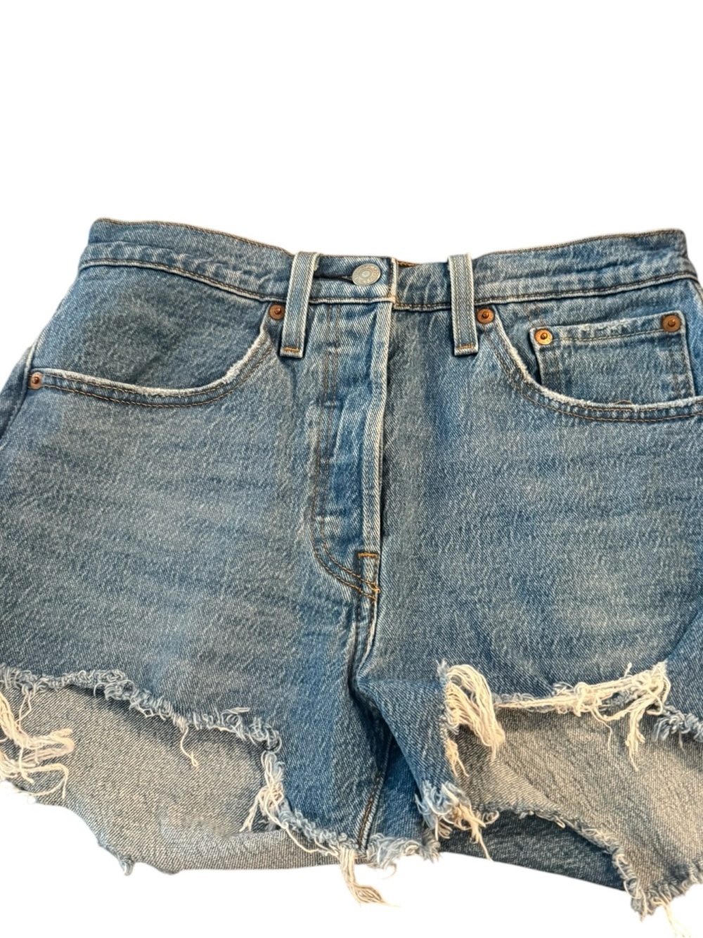 Levi's Strauss Womens Distressed High-Rise Denim Shorts - 501 button fly size 27